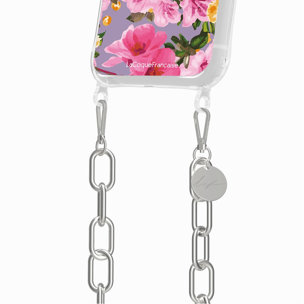 Coque Anneaux Imprimee Fleuri Rose