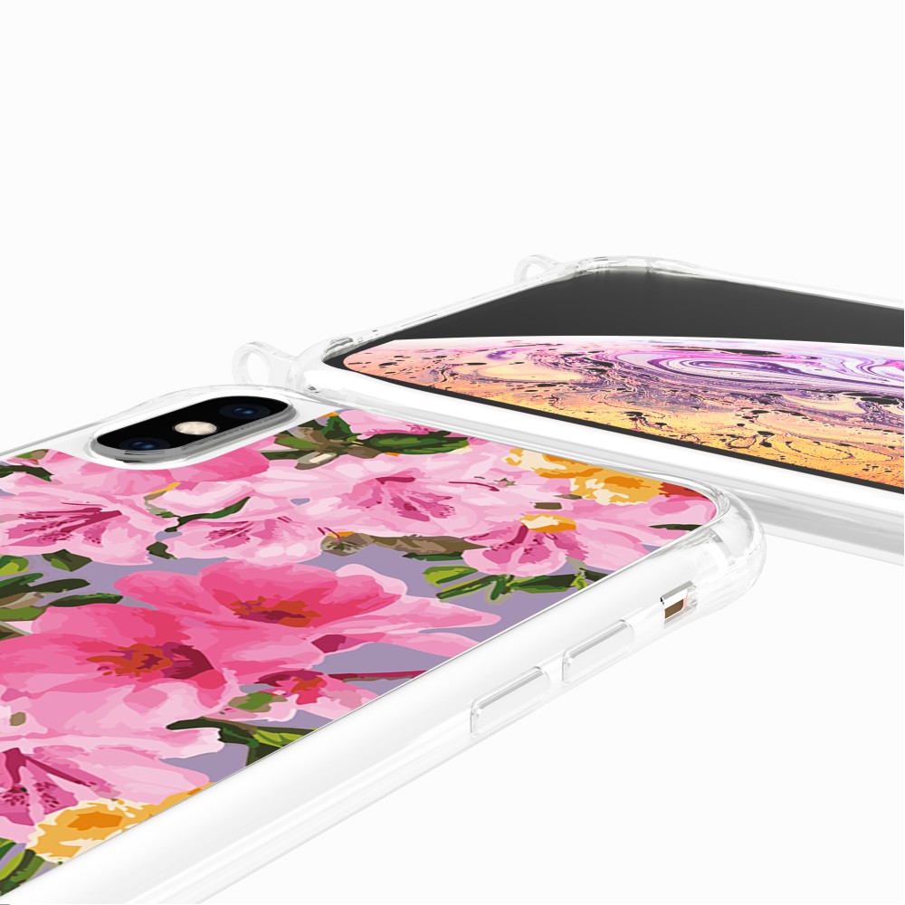 Coque Anneaux Imprimee Fleuri Rose