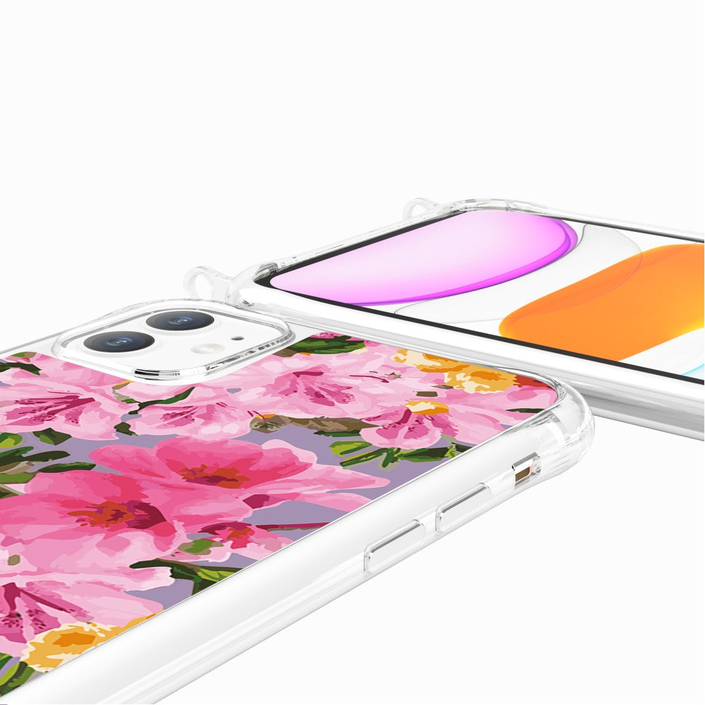 Coque Anneaux Imprimee Fleuri Rose