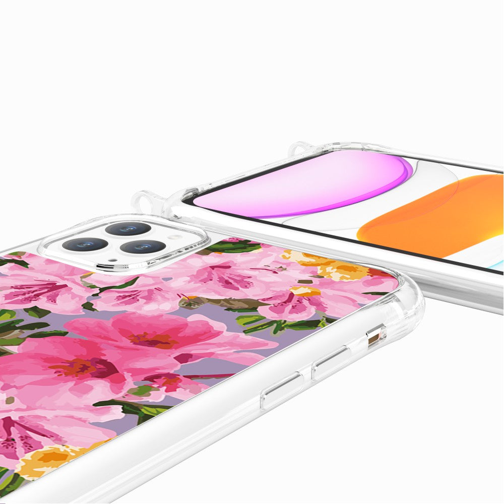 Coque Anneaux Imprimee Fleuri Rose