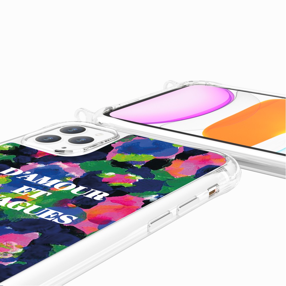 Coque Anneaux Imprimee D'amour Et De Vagues Bleu - 82