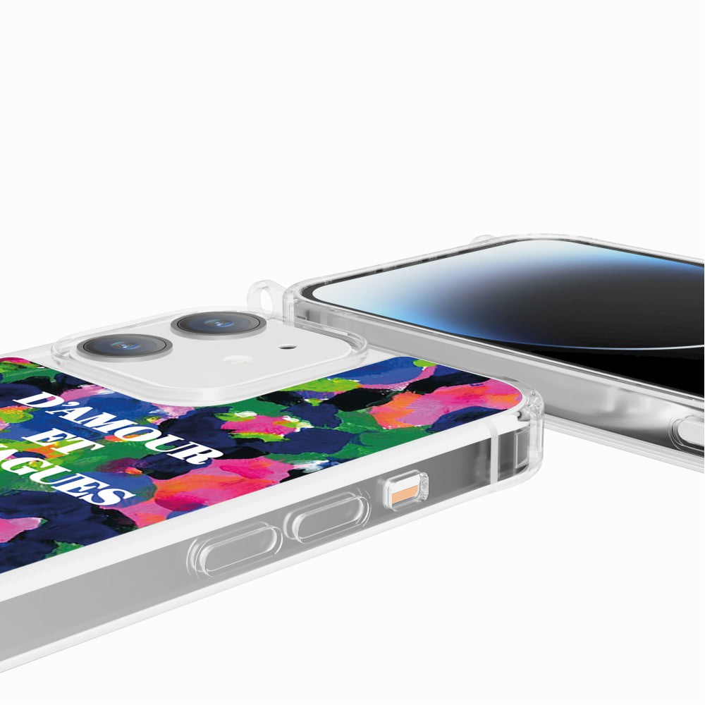 Coque Anneaux Imprimee D'amour Et De Vagues Bleu - 76