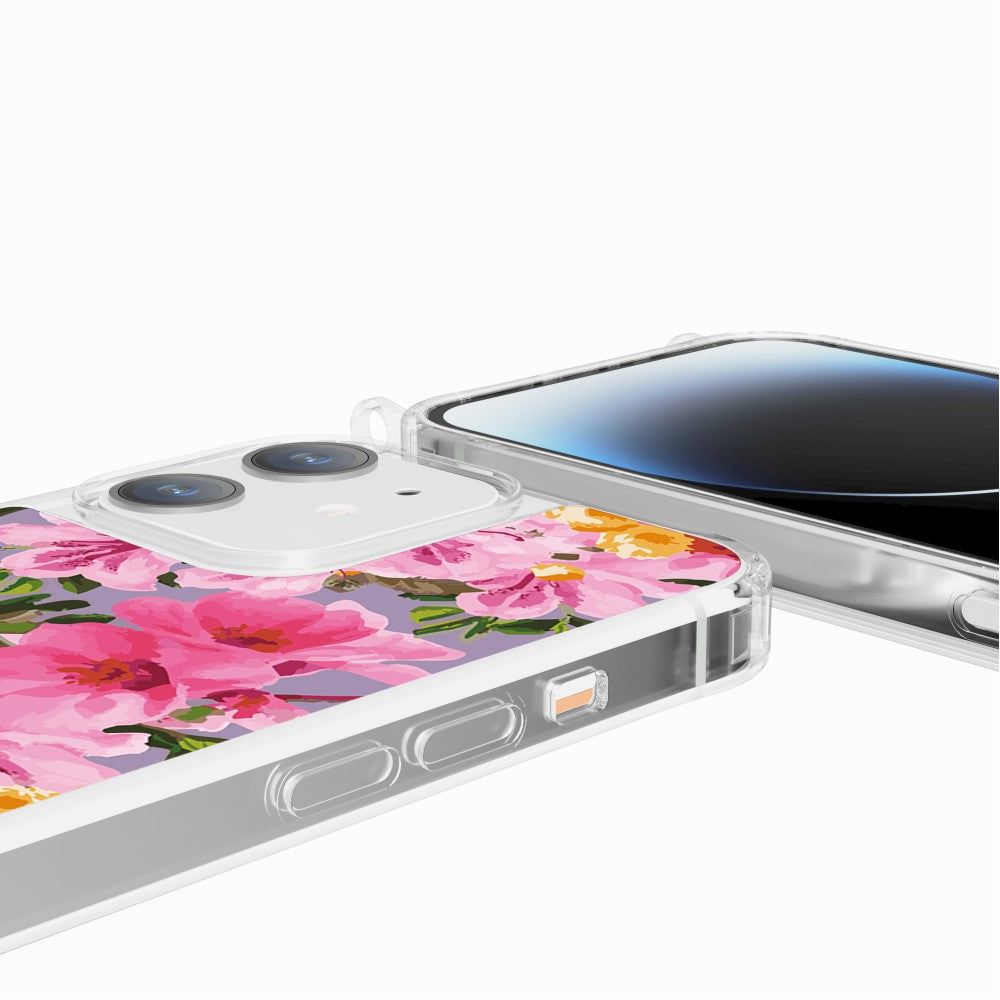 Coque Anneaux Imprimee Fleuri Rose