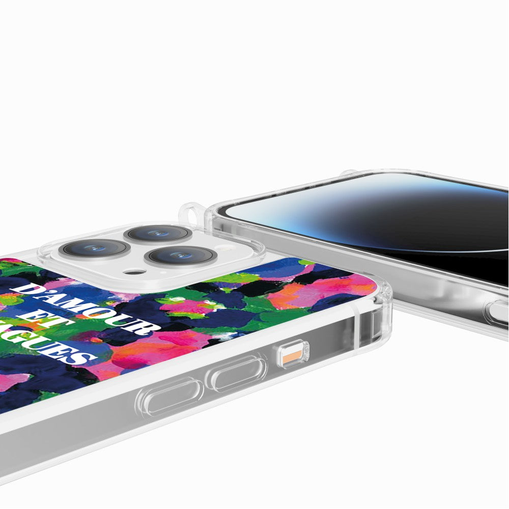 Coque Anneaux Imprimee D'amour Et De Vagues Bleu - 58
