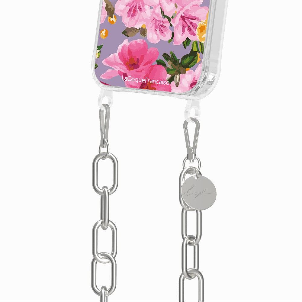 Coque Anneaux Imprimee Fleuri Rose