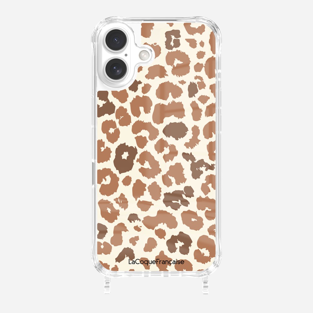 Coque Anneaux Imprimee Leopard Marron - 35