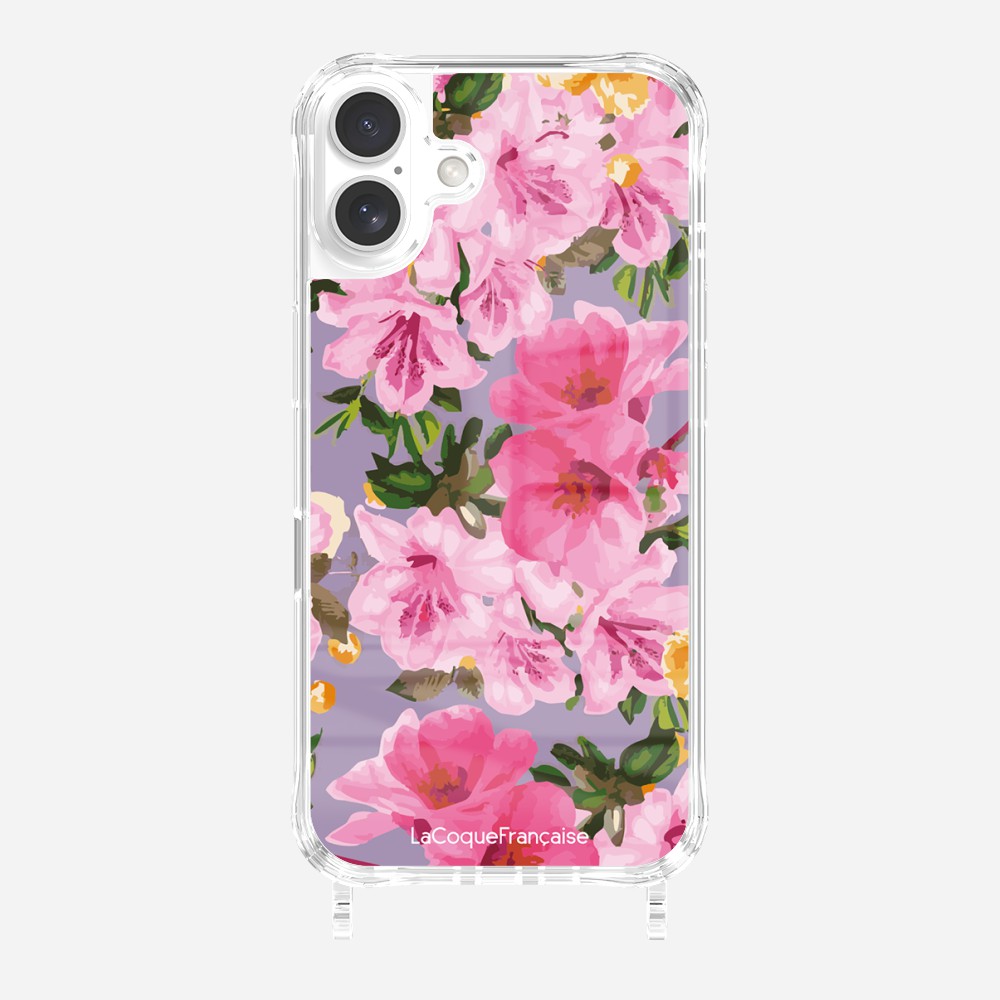 Coque Anneaux Imprimee Fleuri Rose