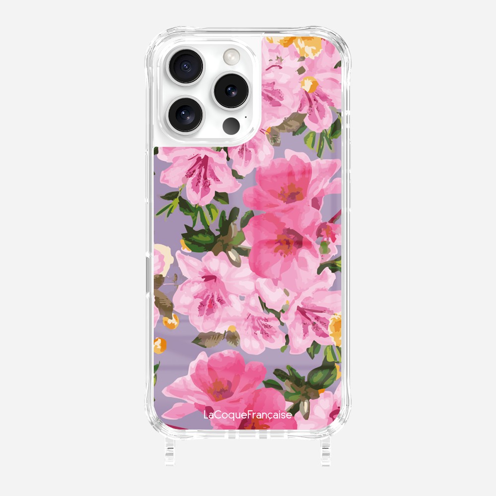 Coque Anneaux Imprimee Fleuri Rose