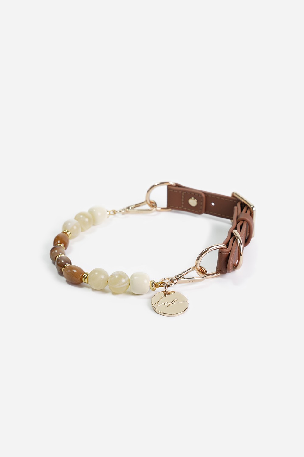 Nalah beige dog collar - N3