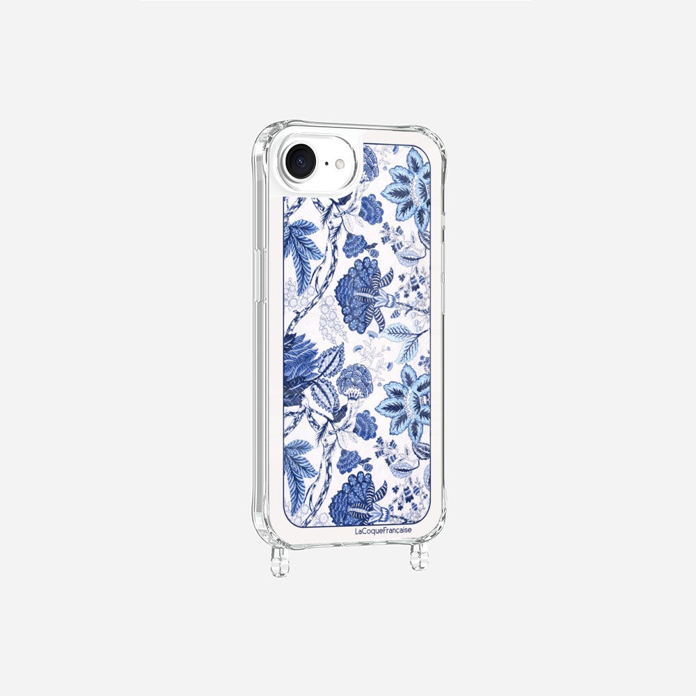 Coque Anneaux Imprimee Foulard Fleurs Bleues