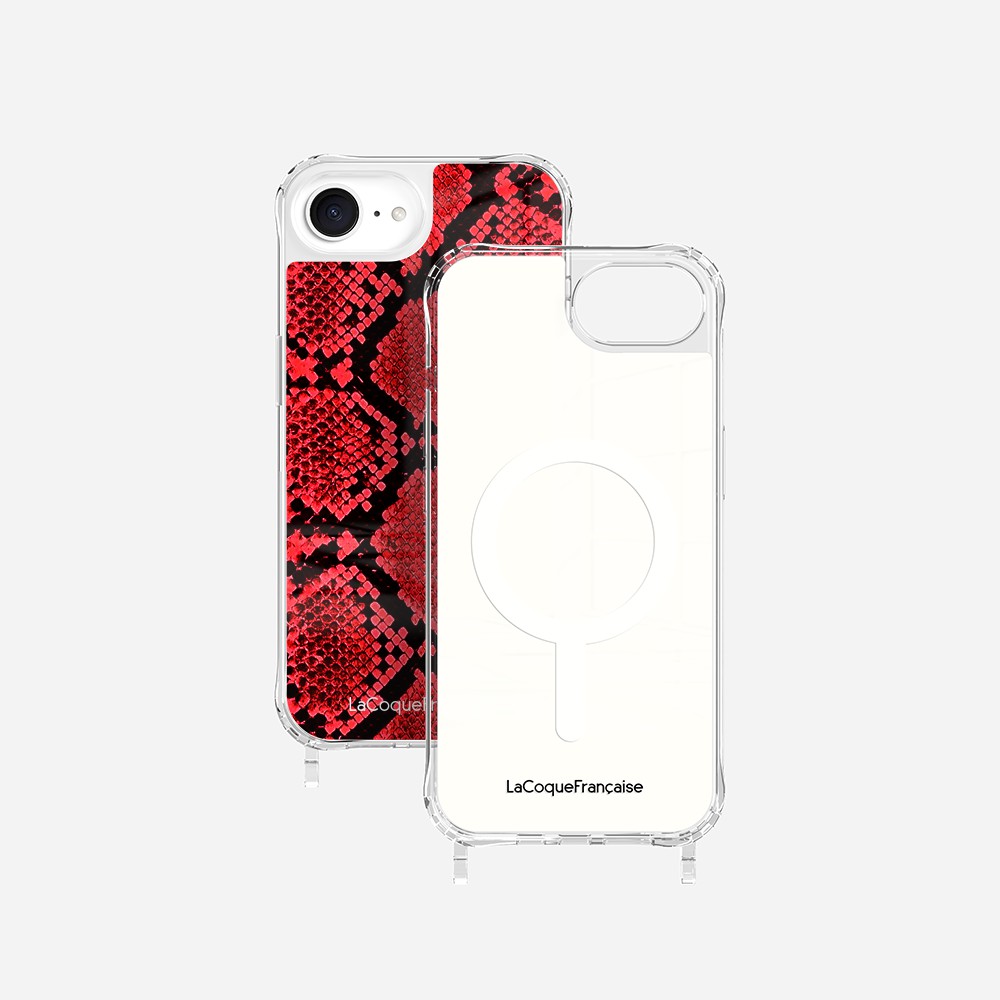 iPhone 16 Case Rings Printed Python Red