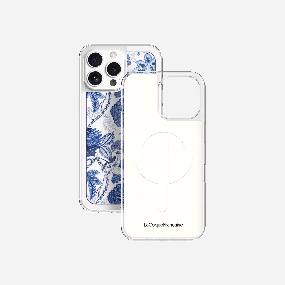 Coque Sans Anneaux Imprimee Foulard Fleurs Bleues