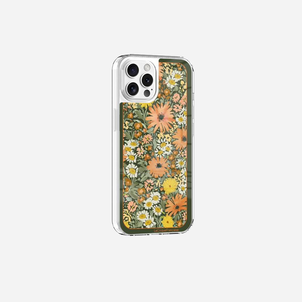 Coque Sans Anneaux Imprimee Foulard Fleurs Oranges