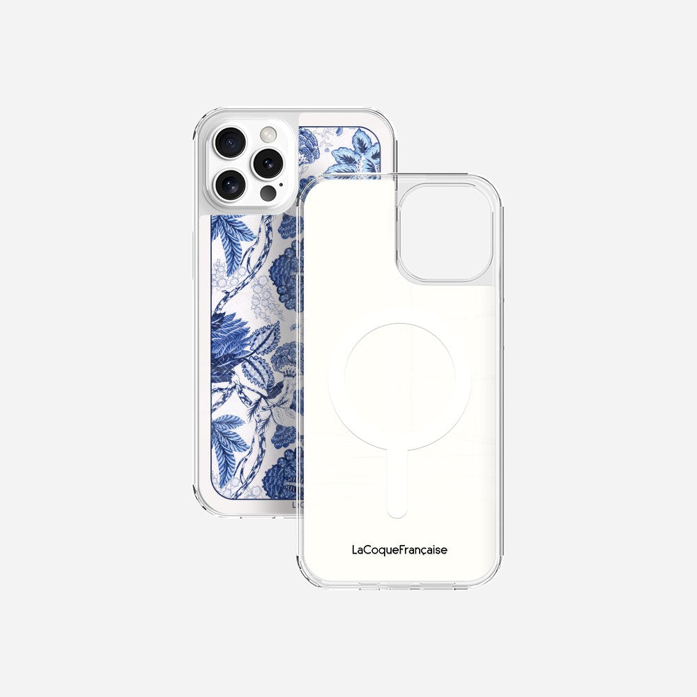 Coque Sans Anneaux Imprimee Foulard Fleurs Bleues