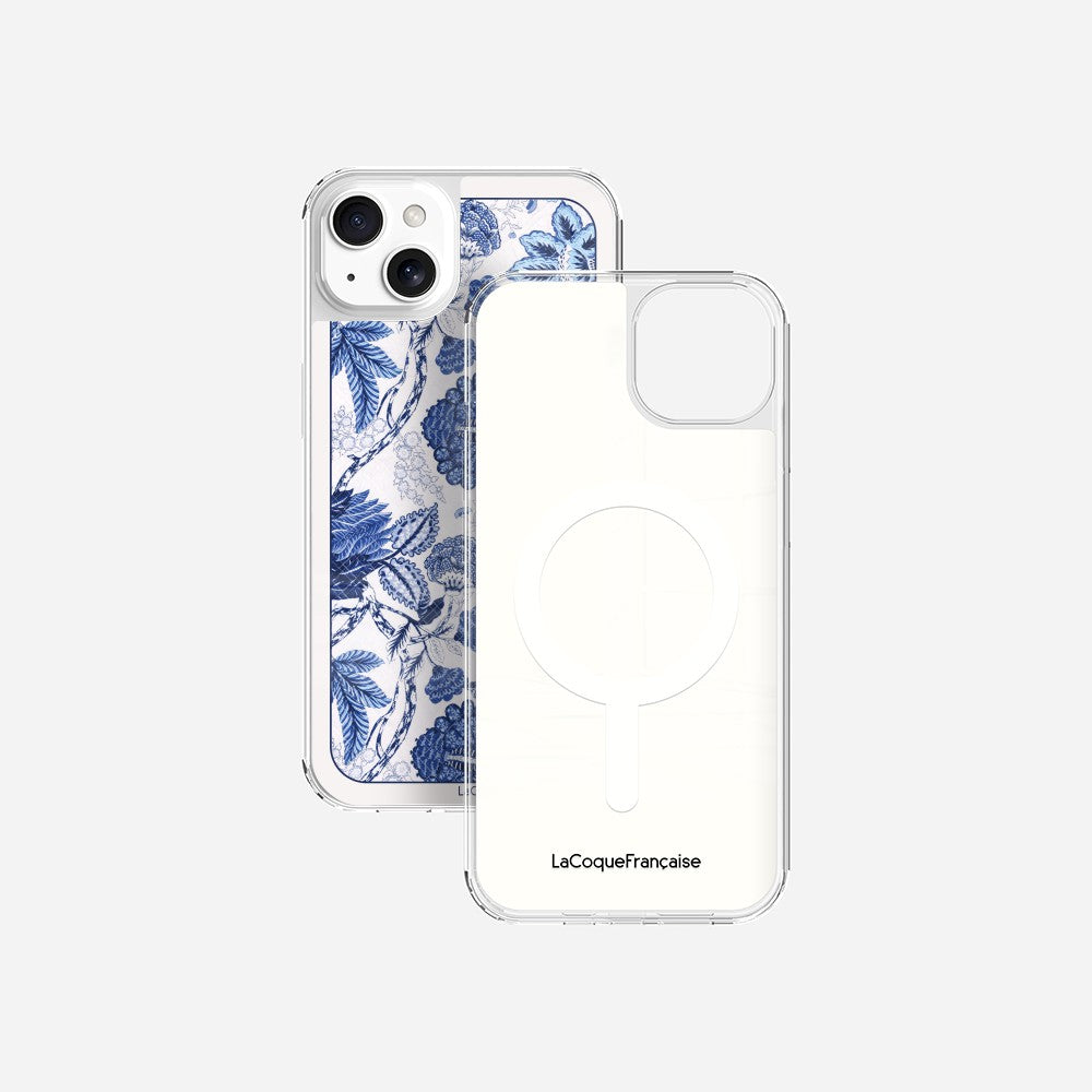 Coque Sans Anneaux Imprimee Foulard Fleurs Bleues