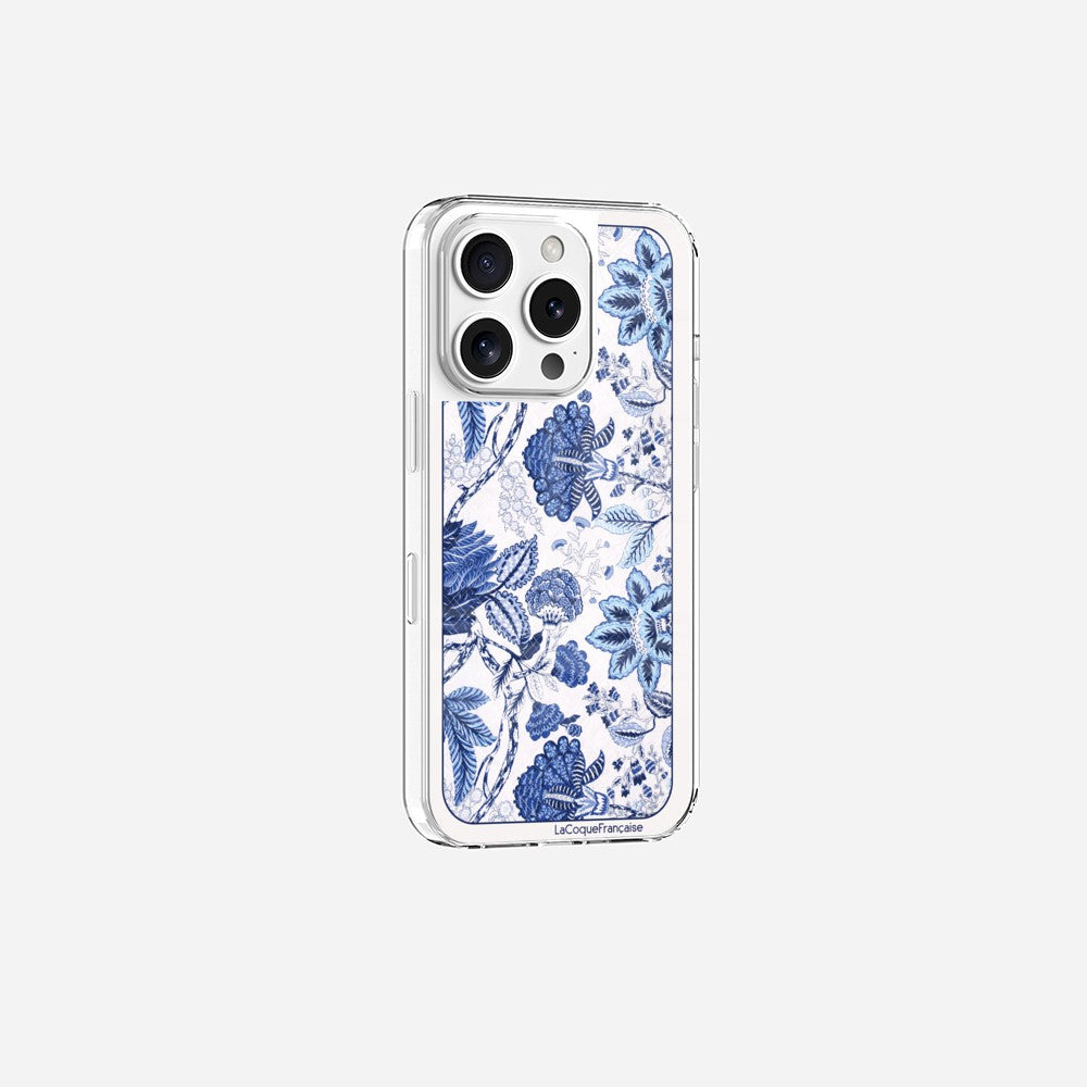 Coque Sans Anneaux Imprimee Foulard Fleurs Bleues