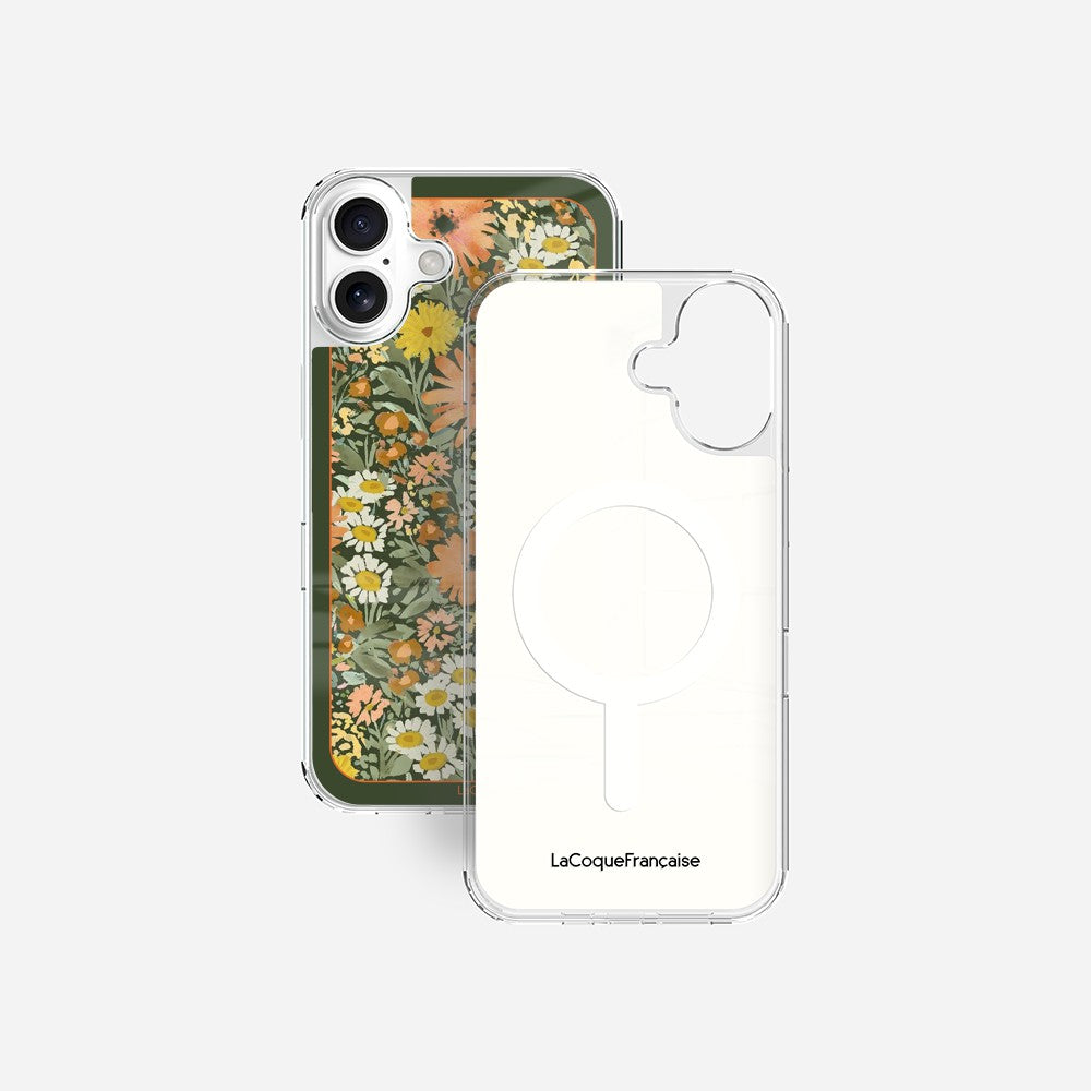 Coque Sans Anneaux Imprimee Foulard Fleurs Oranges