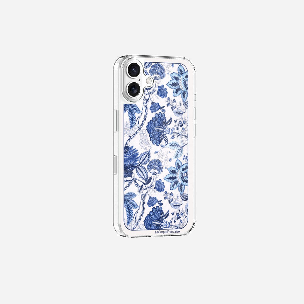 Coque Sans Anneaux Imprimee Foulard Fleurs Bleues