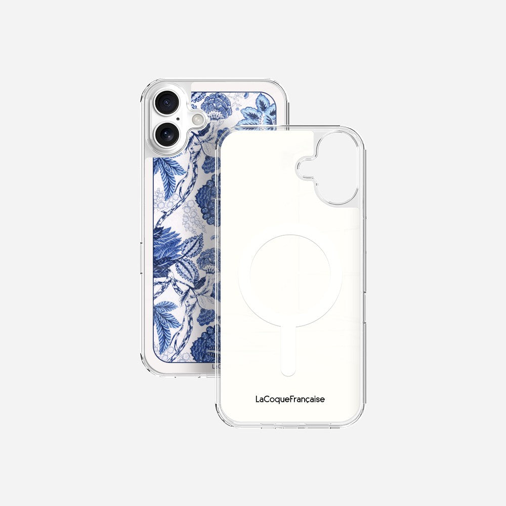 Coque Sans Anneaux Imprimee Foulard Fleurs Bleues