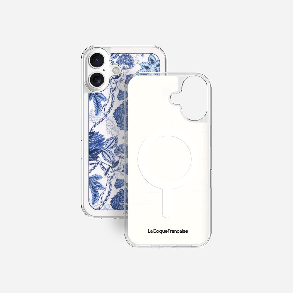 Coque Sans Anneaux Imprimee Foulard Fleurs Bleues