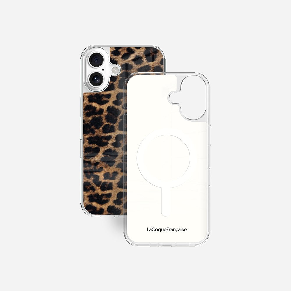 Coque Sans Anneaux Imprimee Leopard Noir Et Brun