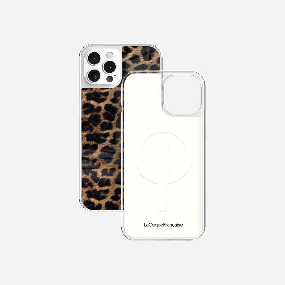 Coque Sans Anneaux Imprimee Leopard Noir Et Brun