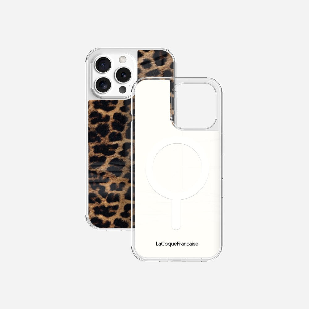 Coque Sans Anneaux Imprimee Leopard Noir Et Brun