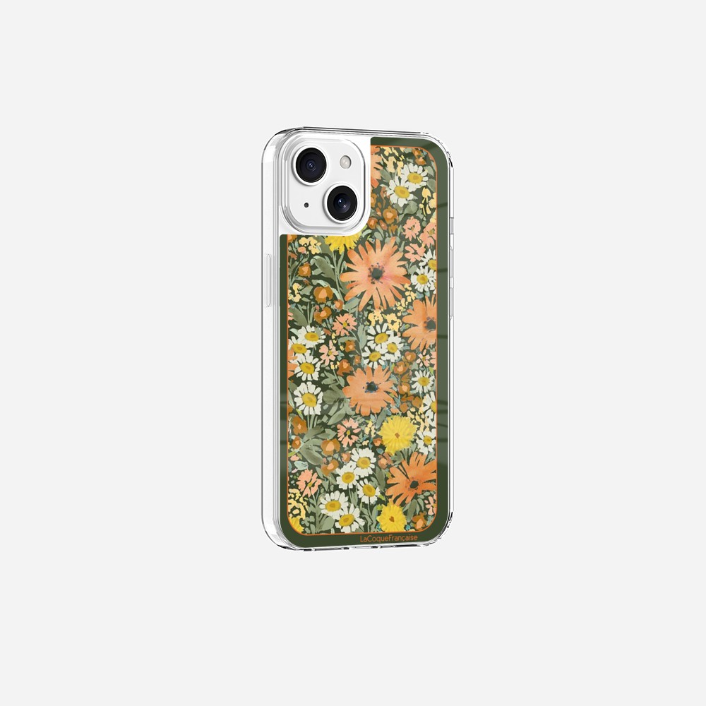 Coque Sans Anneaux Imprimee Foulard Fleurs Oranges