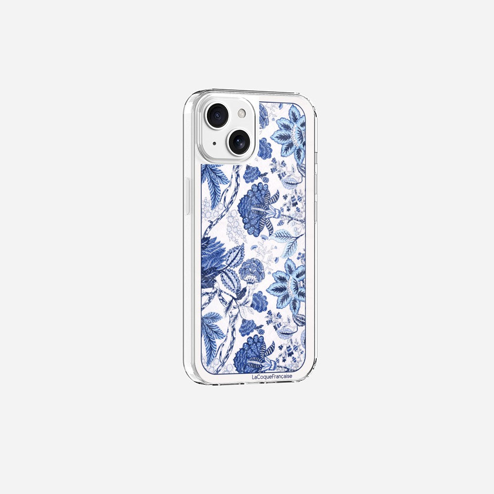 Coque Sans Anneaux Imprimee Foulard Fleurs Bleues