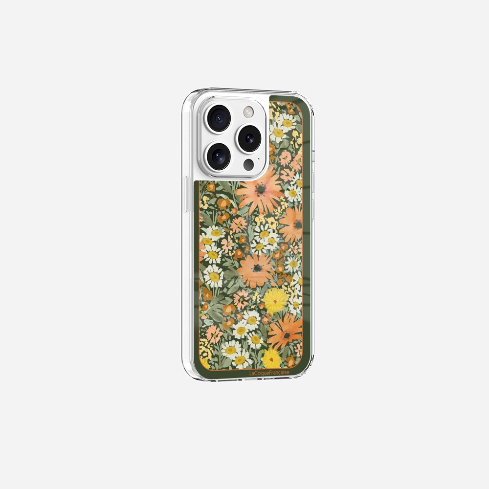 Coque Sans Anneaux Imprimee Foulard Fleurs Oranges