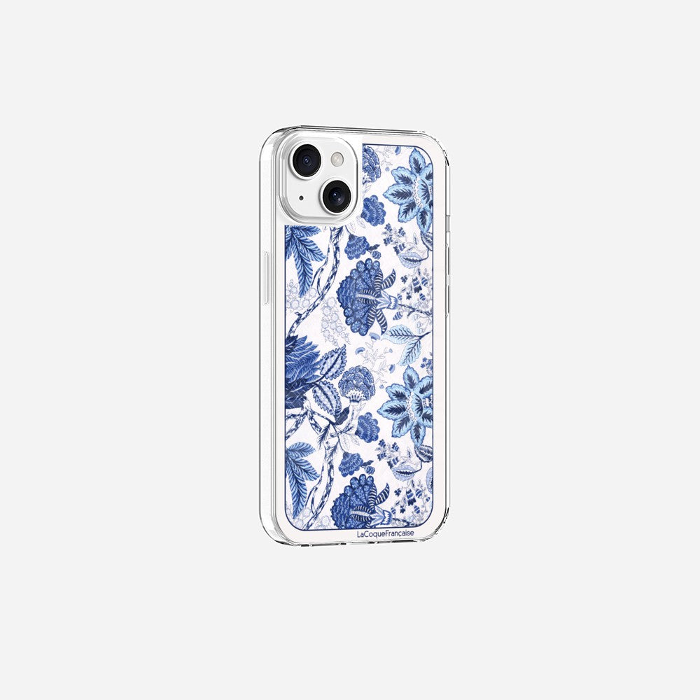 Coque Sans Anneaux Imprimee Foulard Fleurs Bleues