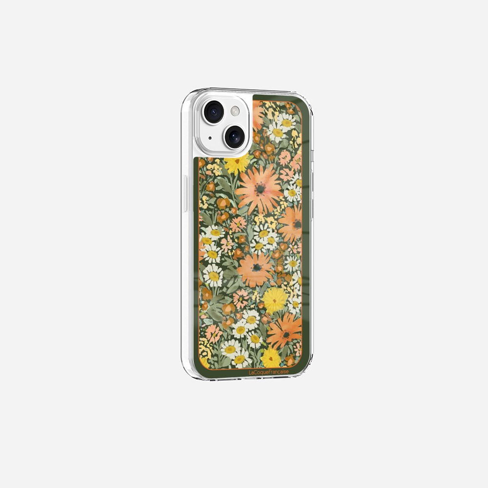 Coque Sans Anneaux Imprimee Foulard Fleurs Oranges