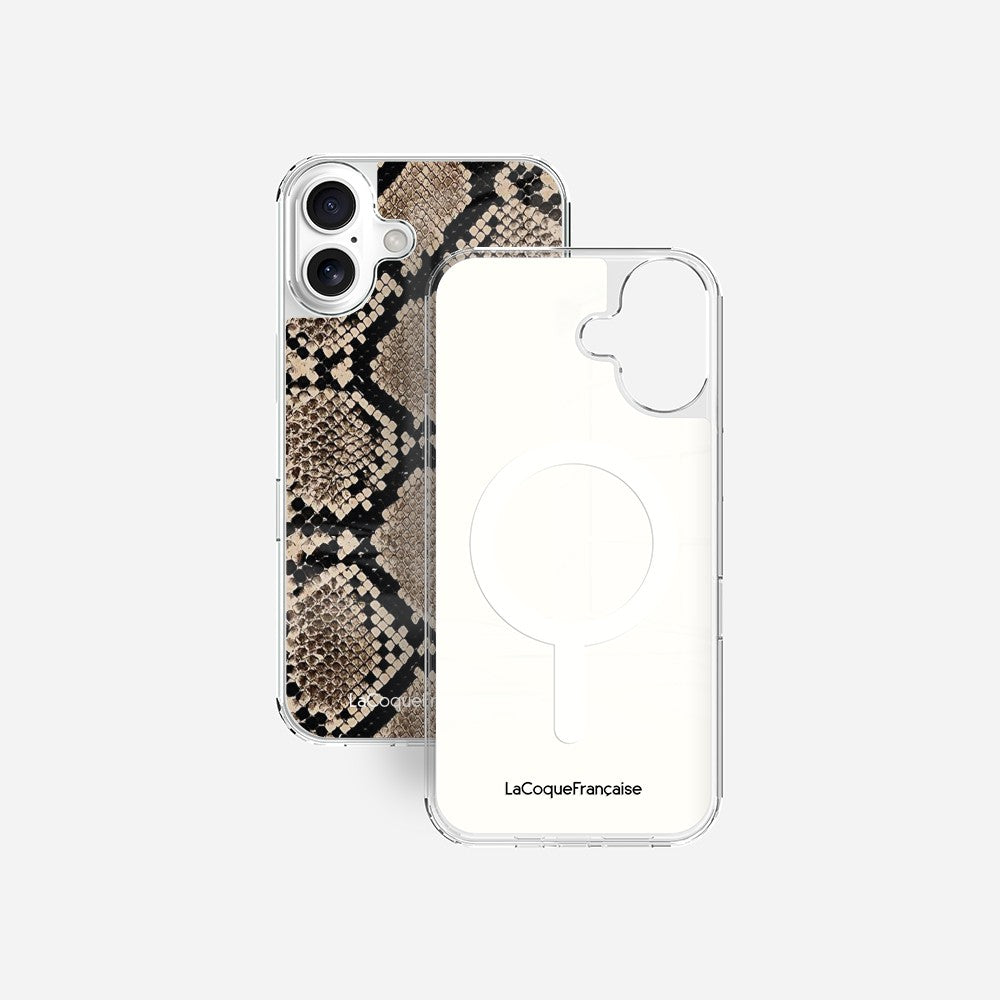 Coque Sans Anneaux Imprimee Python Beige