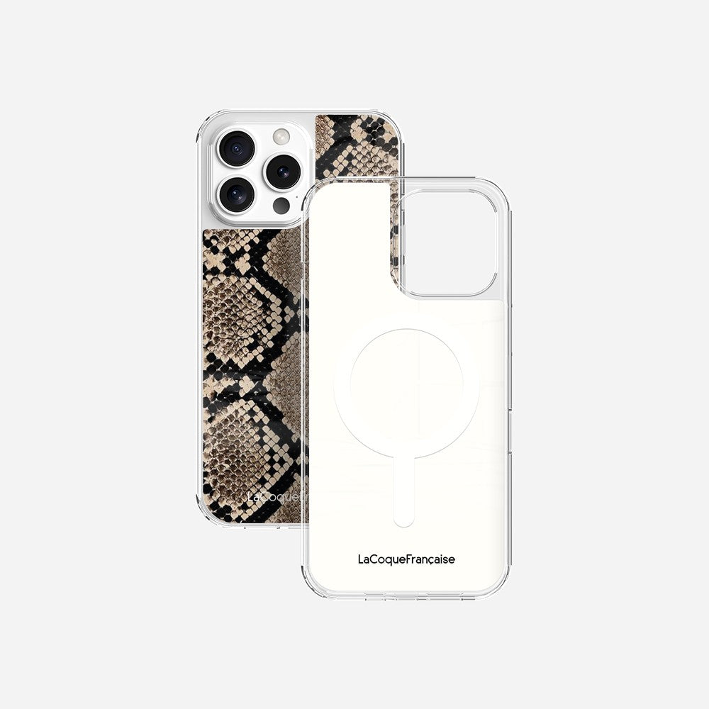 Coque Sans Anneaux Imprimee Python Beige
