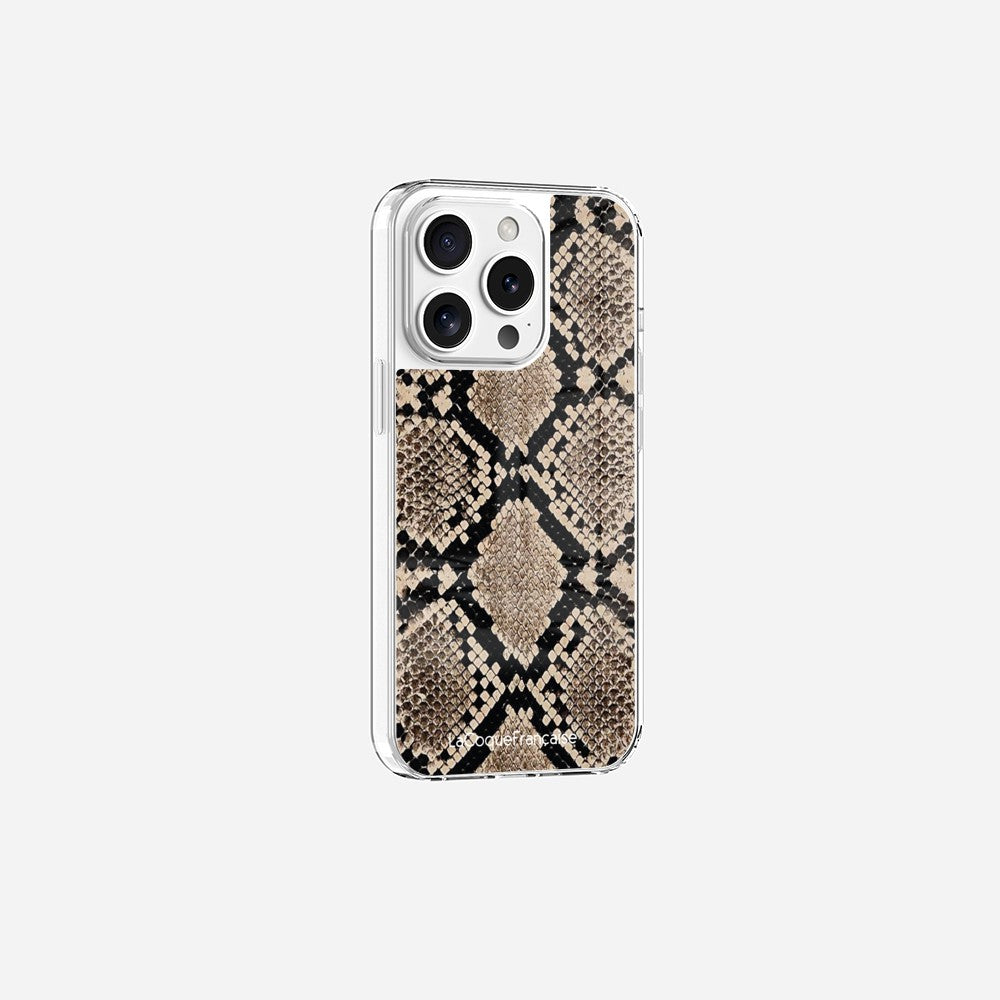 Coque Sans Anneaux Imprimee Python Beige