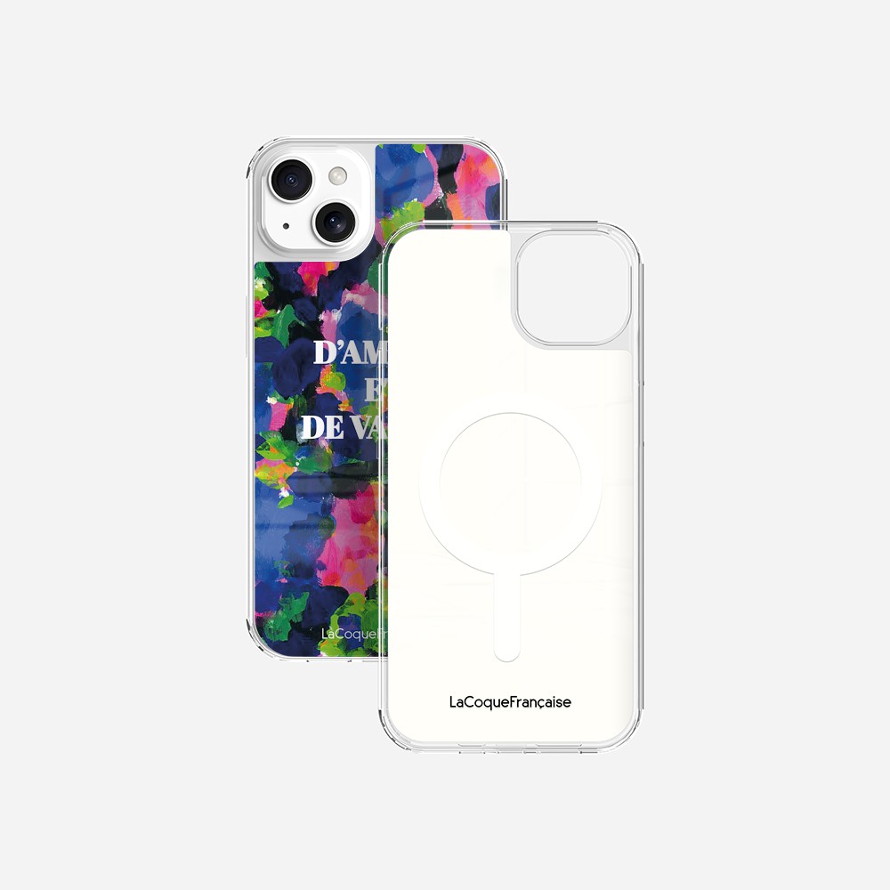 Coque Sans Anneaux Imprimee D'amour Et De Vagues Bleu