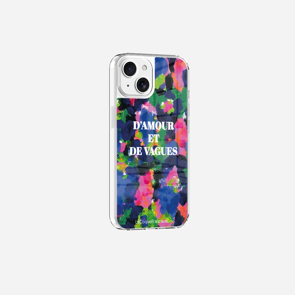Coque Sans Anneaux Imprimee D'amour Et De Vagues Bleu