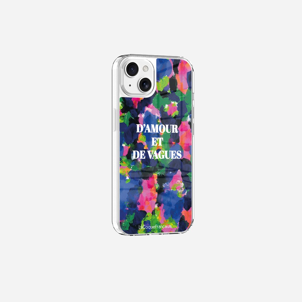 Coque Sans Anneaux Imprimee D'amour Et De Vagues Bleu
