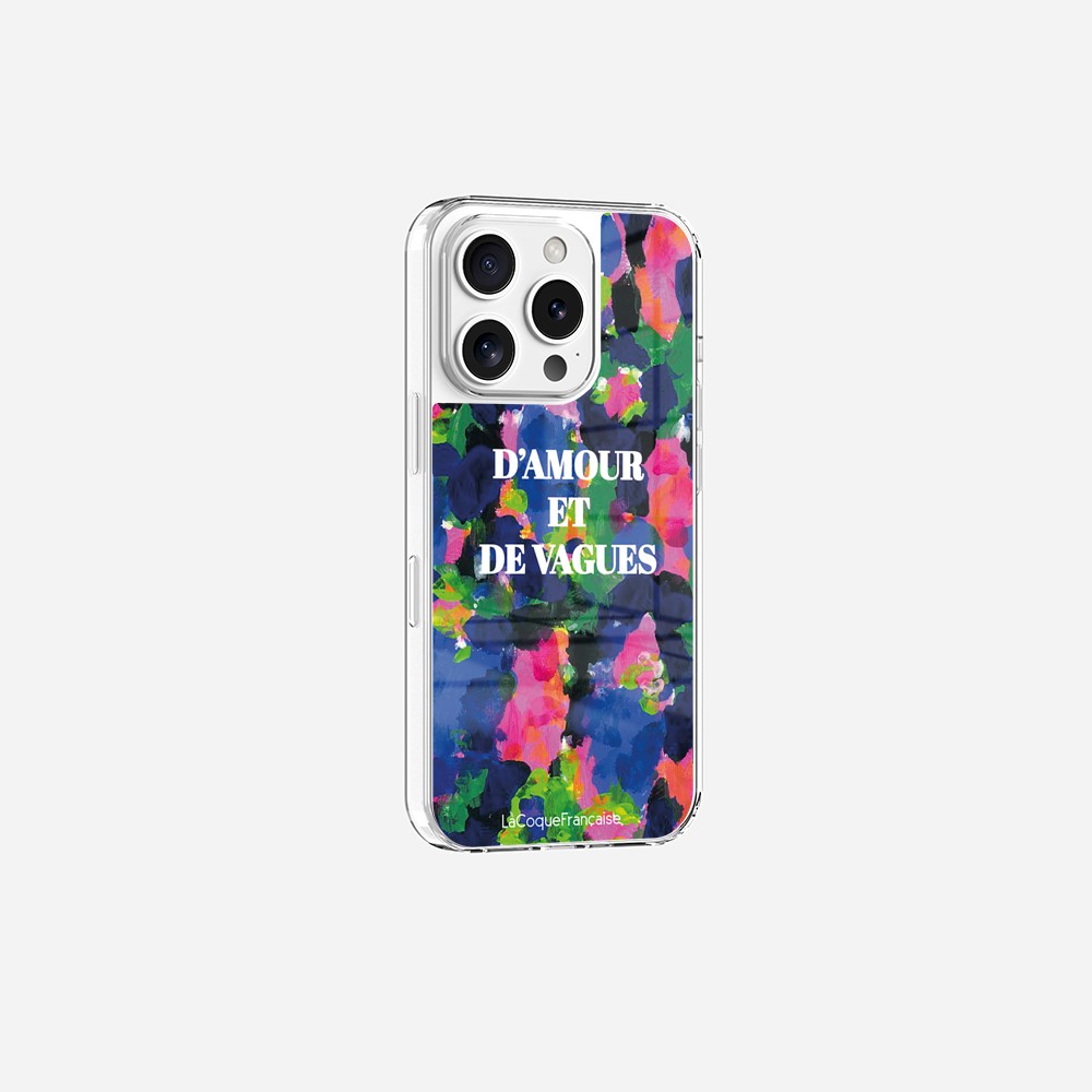 Coque Sans Anneaux Imprimee D'amour Et De Vagues Bleu - 3