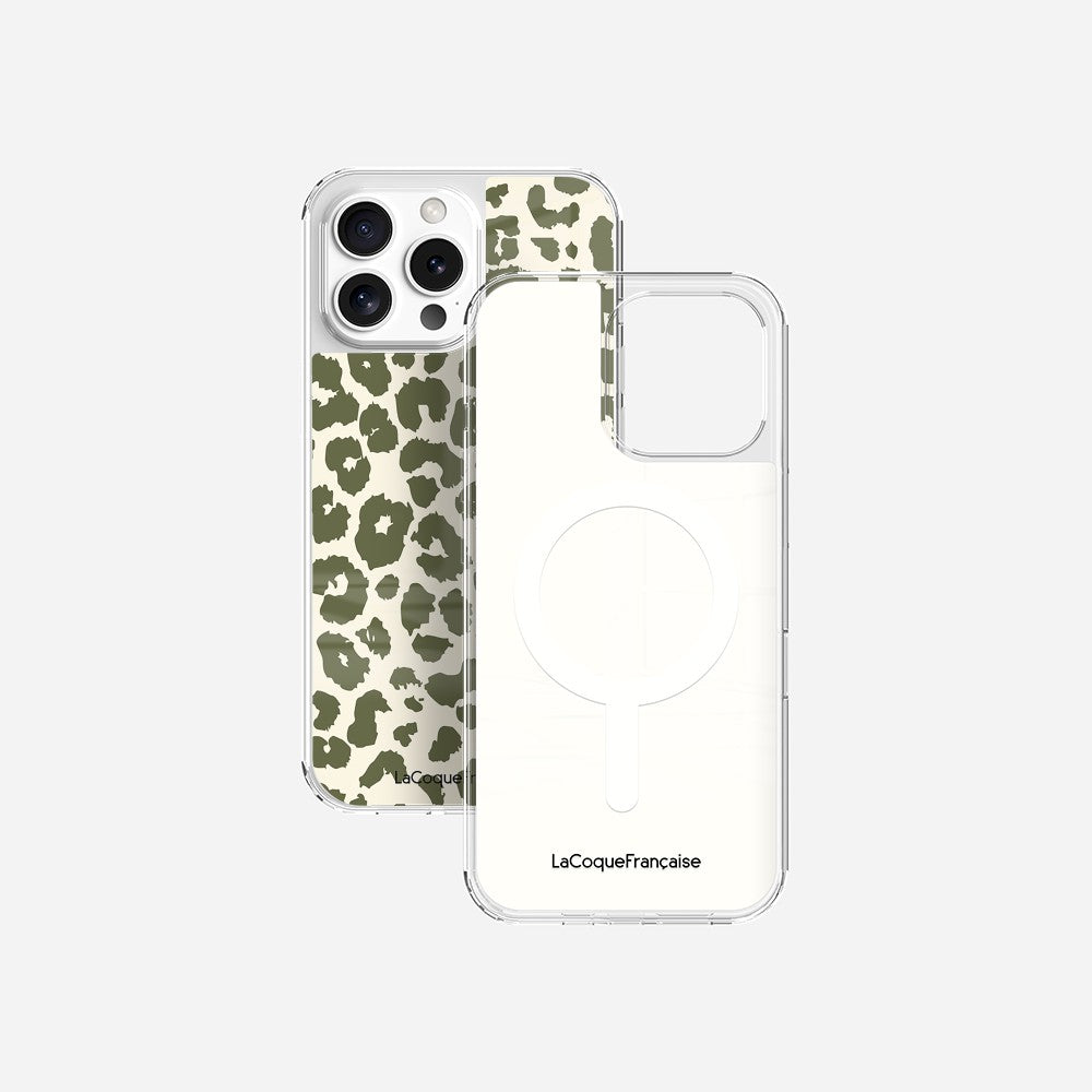 Coque Sans Anneaux Imprimee Leopard Kaki