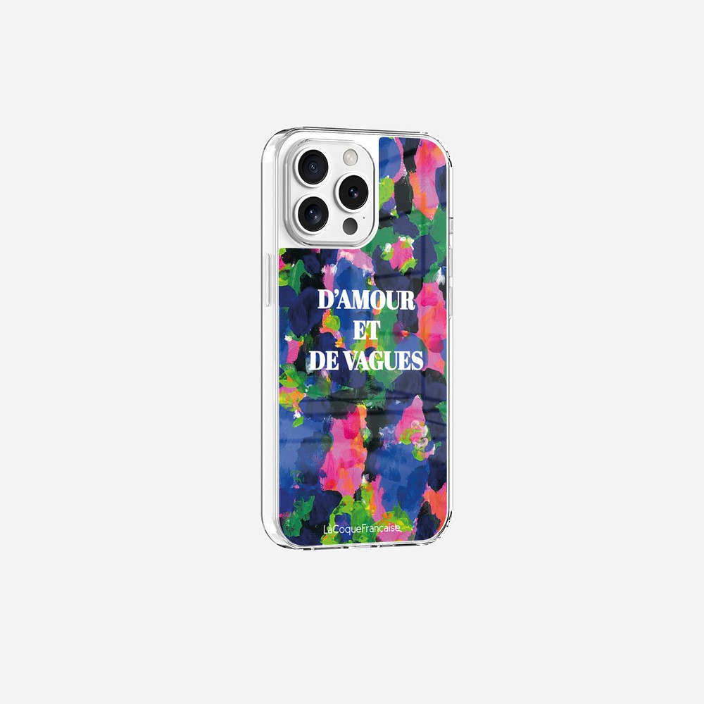 Coque Sans Anneaux Imprimee D'amour Et De Vagues Bleu