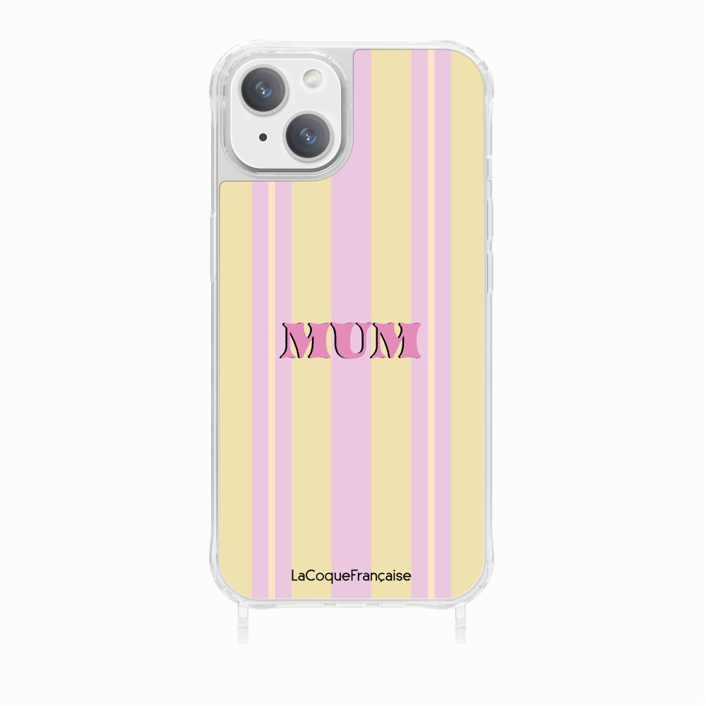 Coque Imprimee Anneaux Mum - Rose Et Jaune