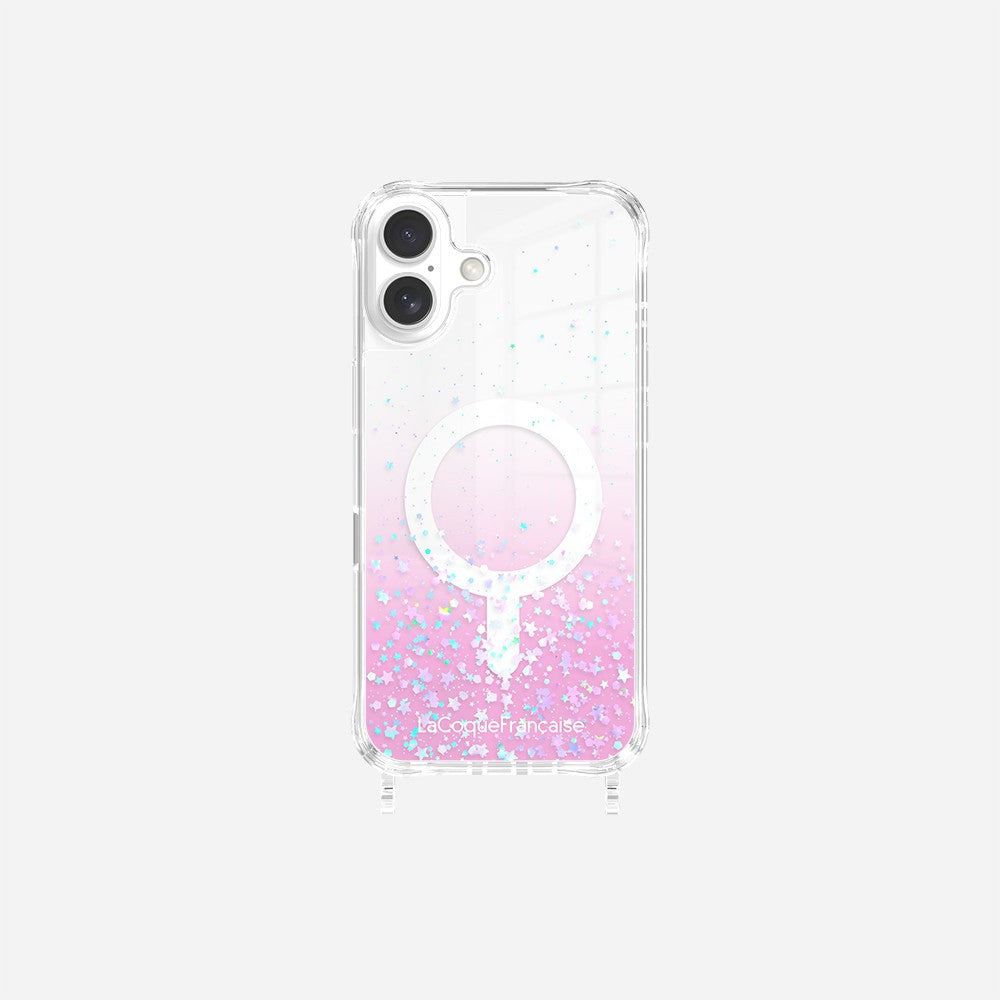 Coque Anneaux Paillettes Magsafe Rose
