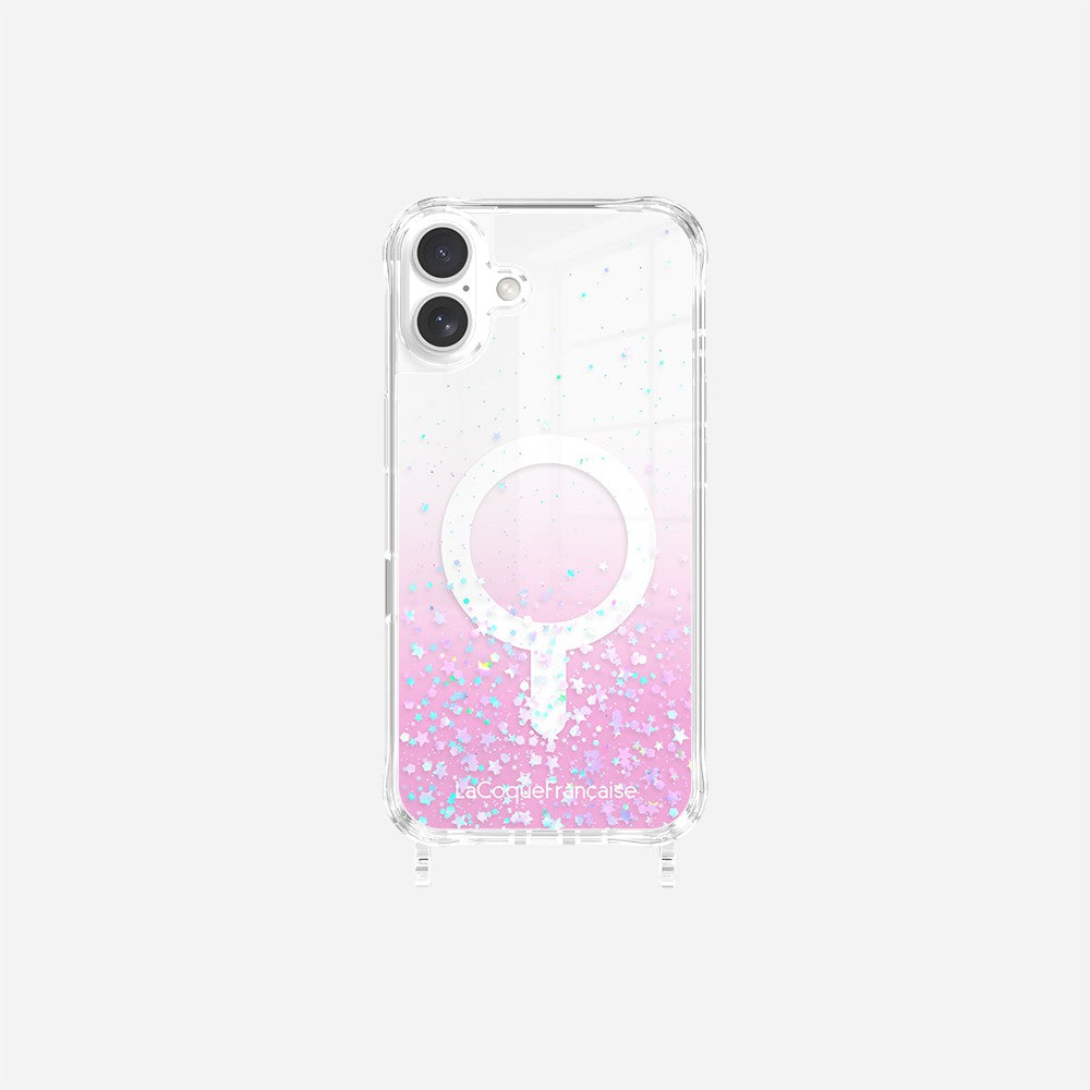 Coque Anneaux Paillettes Magsafe Rose