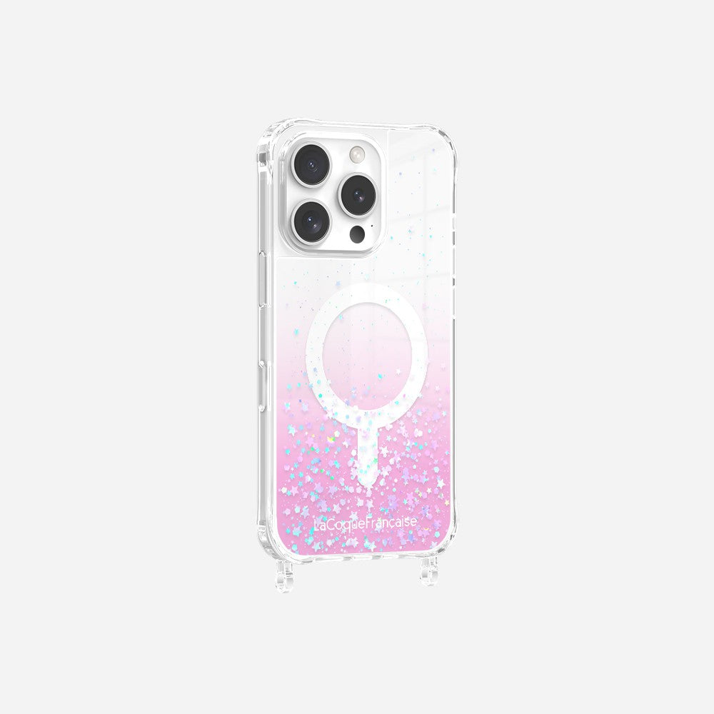 Coque Anneaux Paillettes Magsafe Rose