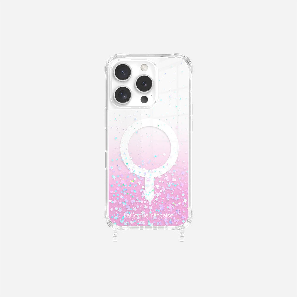 Coque Anneaux Paillettes Magsafe Rose