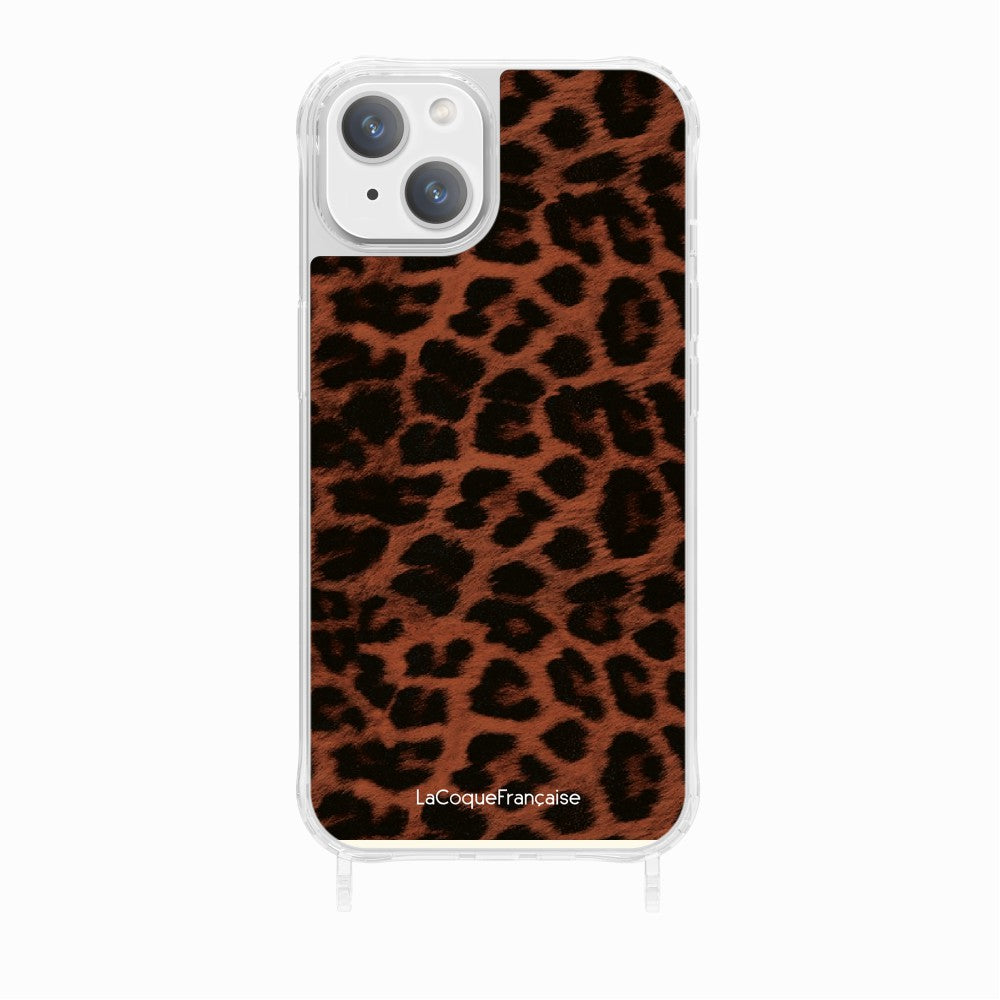 Coque Anneaux Imprimee Leopard Terracotta Et Noir Terracotta
