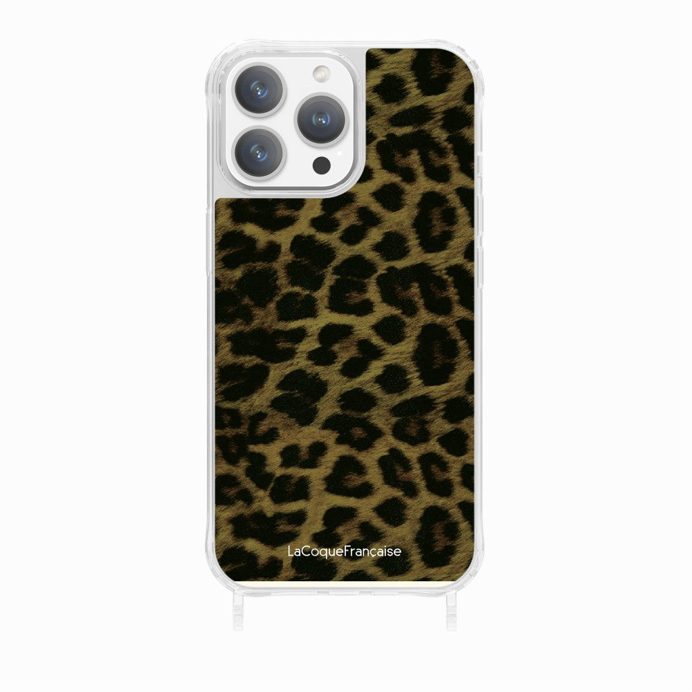 Coque Anneaux Imprimee Leopard Kaki Et Noir