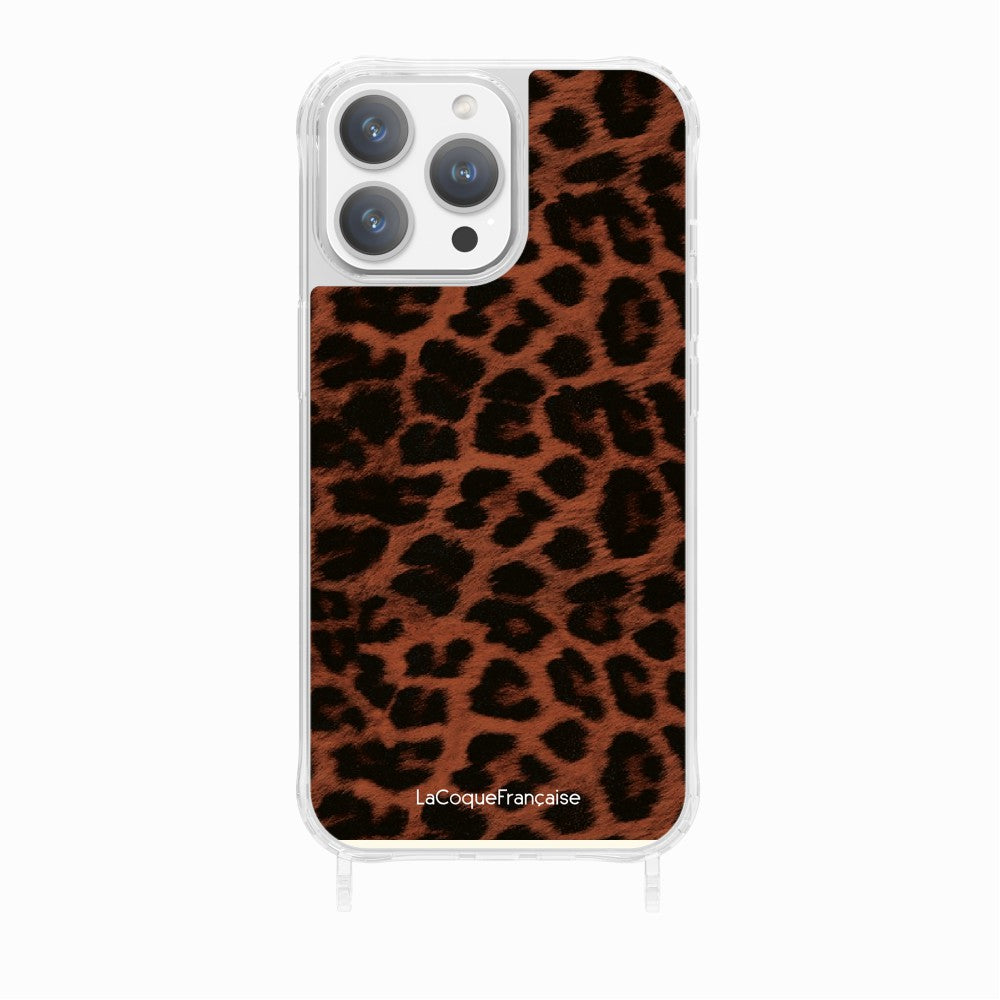 Coque Anneaux Imprimee Leopard Terracotta Et Noir Terracotta