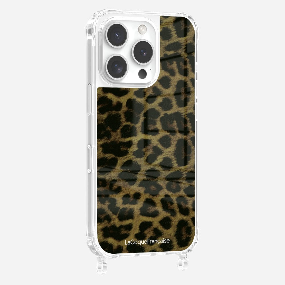 Coque Anneaux Imprimee Leopard Kaki Et Noir